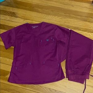 Med couture berry colored scrub set